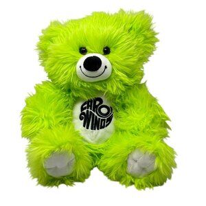 Carowinds Blossom The Bear Souvenir Plush Toy Bright Neon Green Embroidered Logo